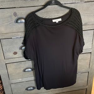 LOFT Size L Crochet Trim Top